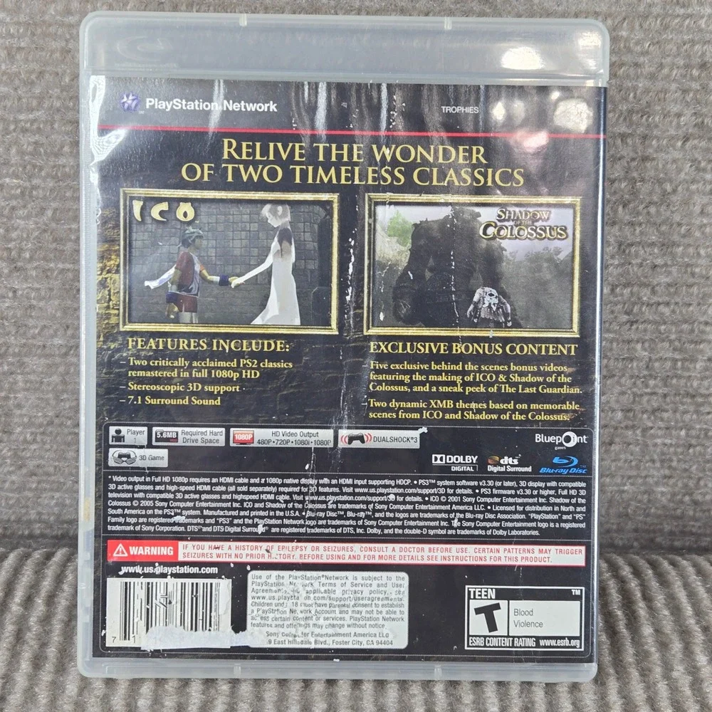 Sony PS3 ICO & Shadow of the Colossus Collection Video Game